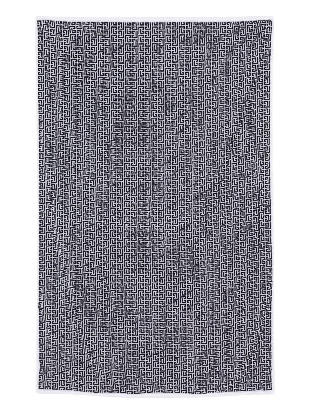 Telo mare per bambini Balmain Kids bianco e nero con stampa geometrica all-over BYCP40 Z2228 100NE BALMAIN KIDS 