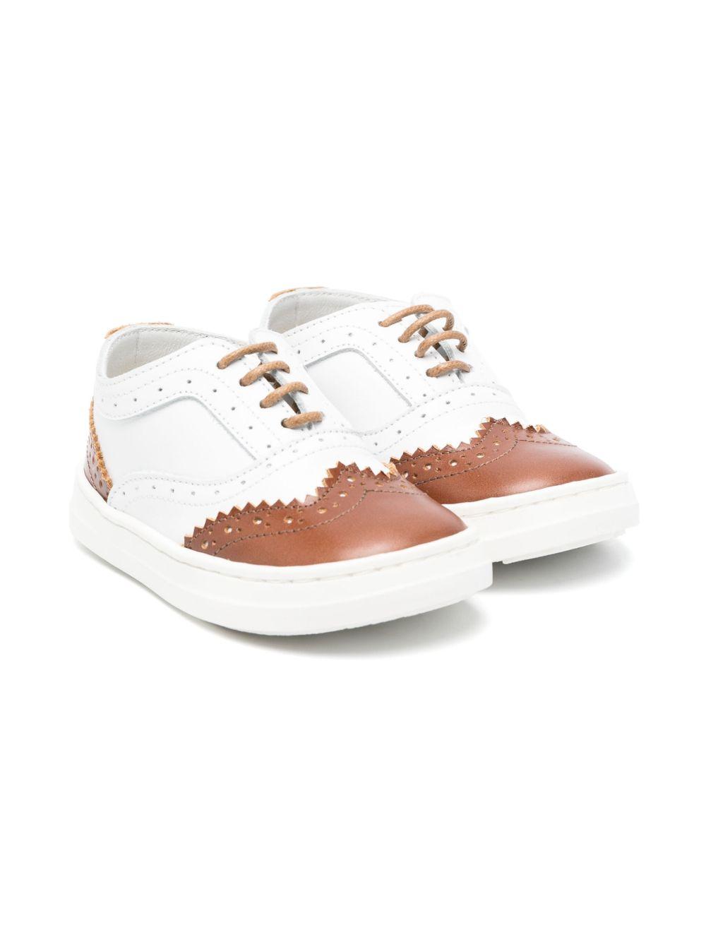 Brogues in pelle per bambino BabyWalker bianco con dettaglio traforato PB5275 WHITE/CAMEL BABYWALKER 