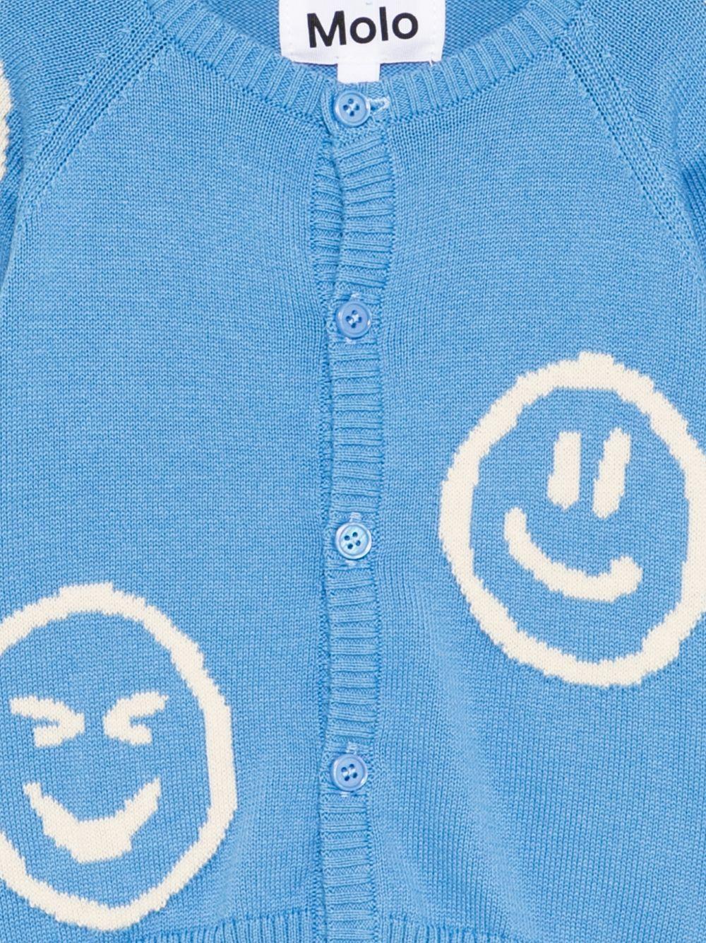 Cardigan per neonato Molo blu con ricamo smile 6S26K301 5615 MOLO 