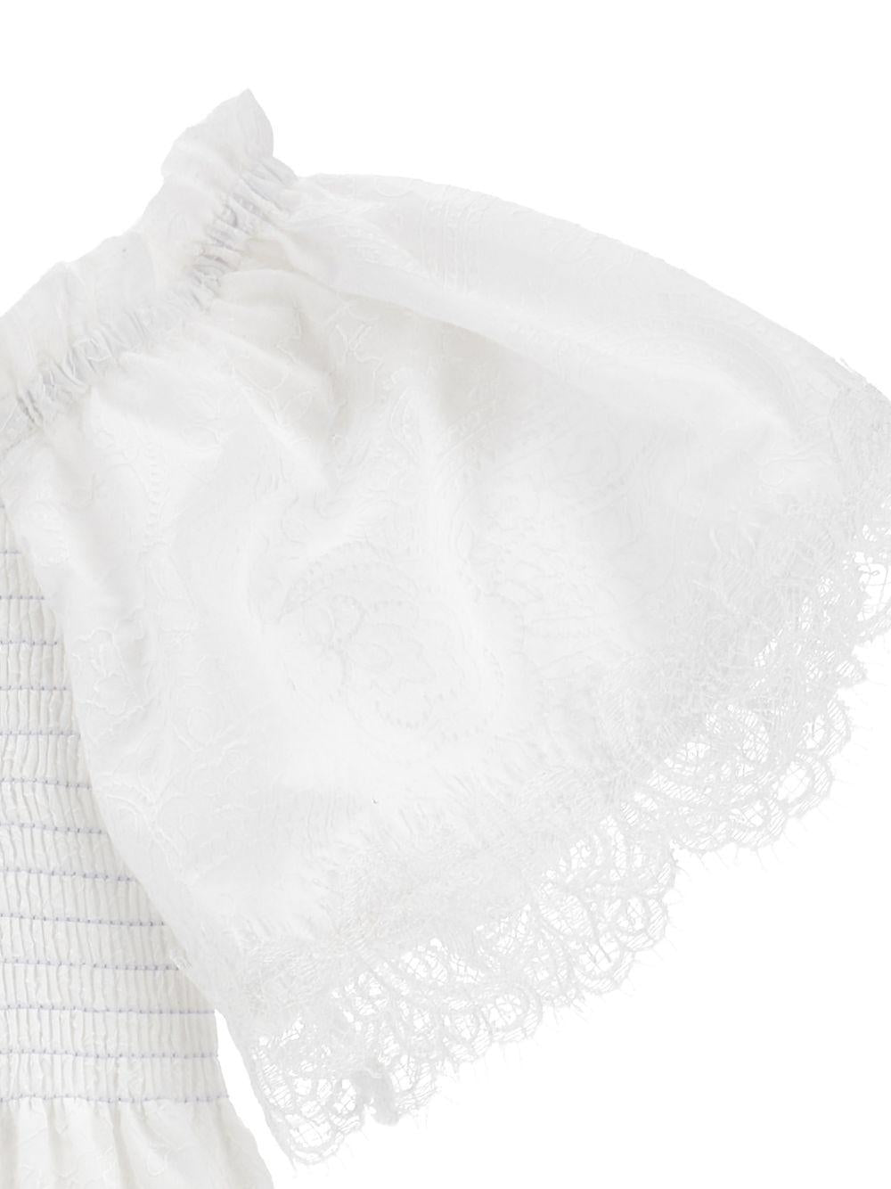 Abito midi per bambina Ermanno Scervino Junior bianco con design a balze Z1G905 7942 0099 ERMANNO SCERVINO JUNIOR 