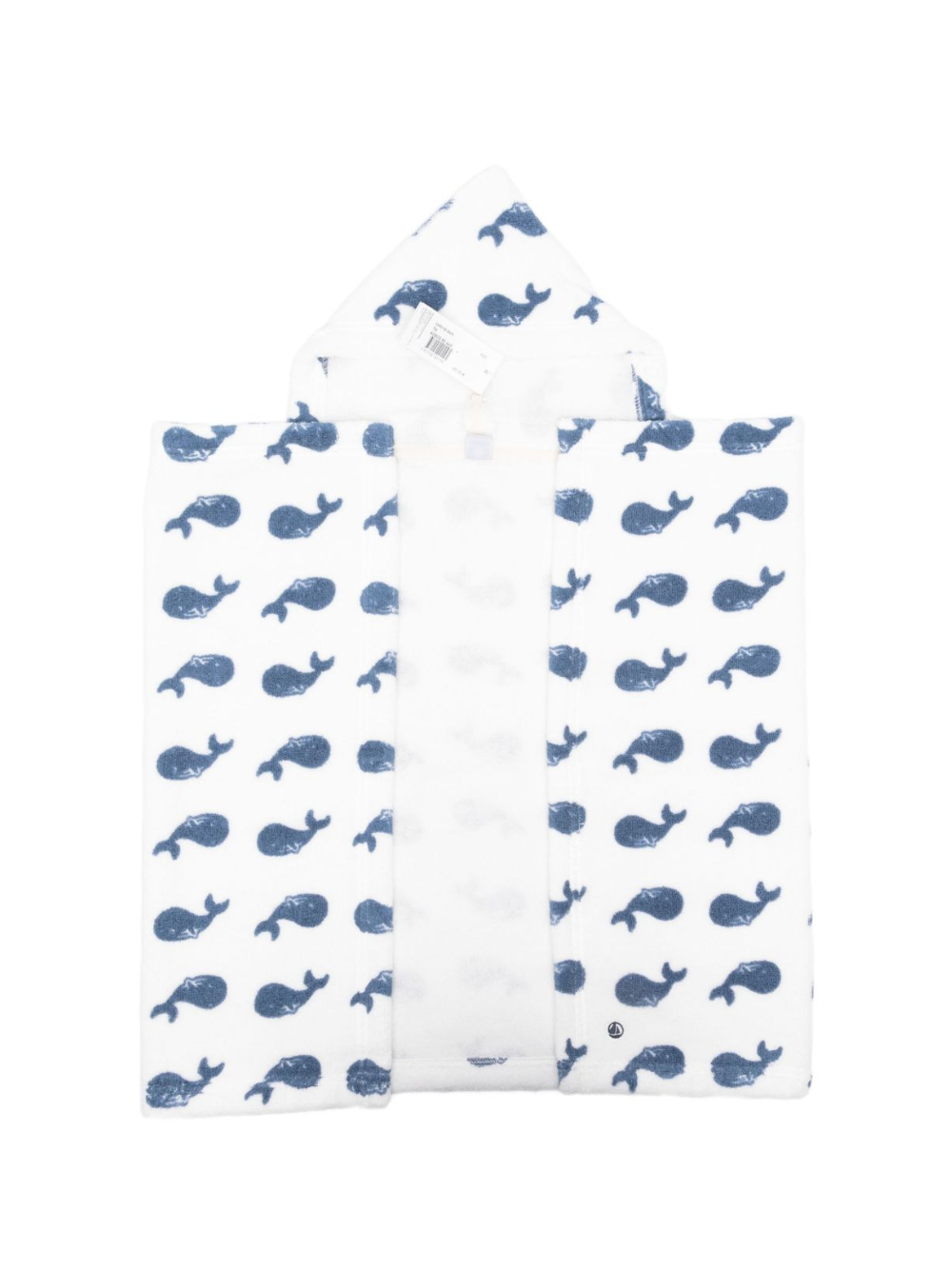 Accappatoio per neonati Petit Bateau bianco con stampa balene A0B0G 85 PETIT BATEAU 