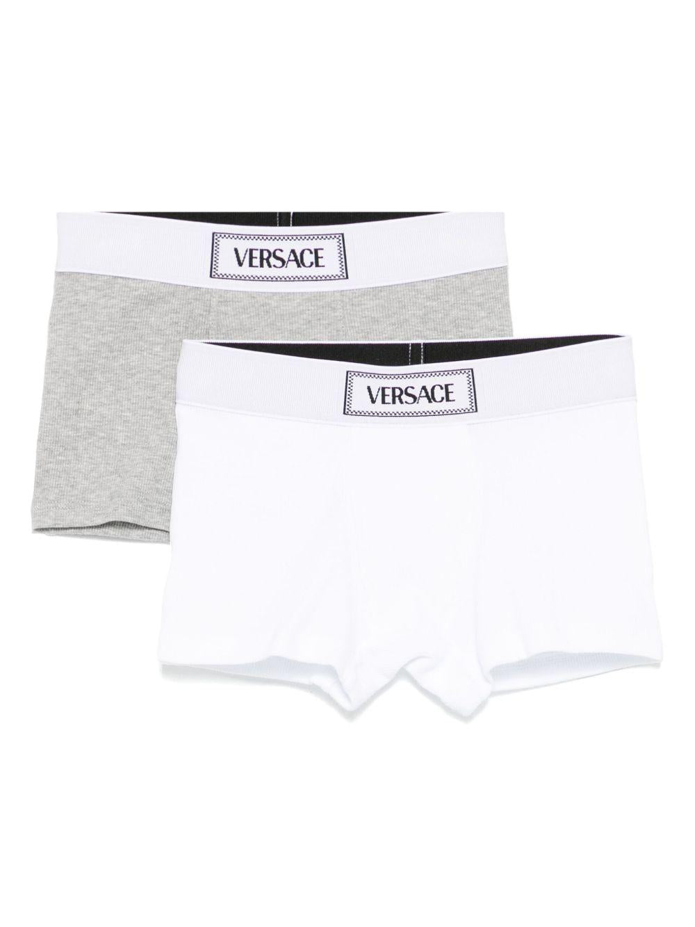 Set di due boxer per bambino Versace Kids bianco e grigio a coste 10187861A13344 2W240 VERSACE KIDS 