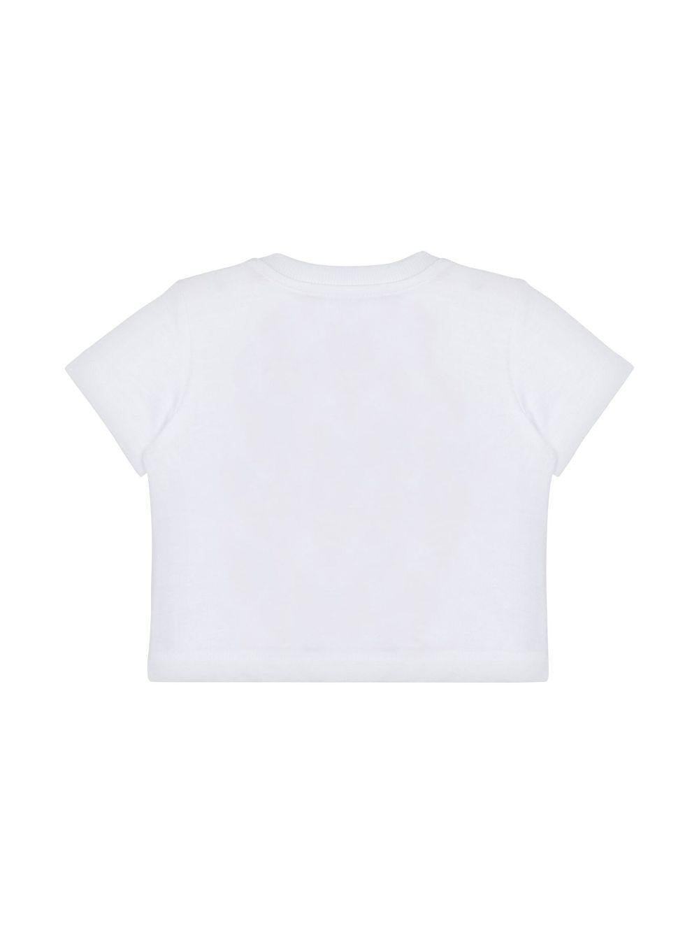 T-shirt con ricamo per neonata Moschino Kids bianco con girocollo MMM047LAA23 10101 MOSCHINO KIDS 