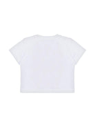 T-shirt con ricamo per neonata Moschino Kids bianco con girocollo MMM047LAA23 10101 MOSCHINO KIDS 
