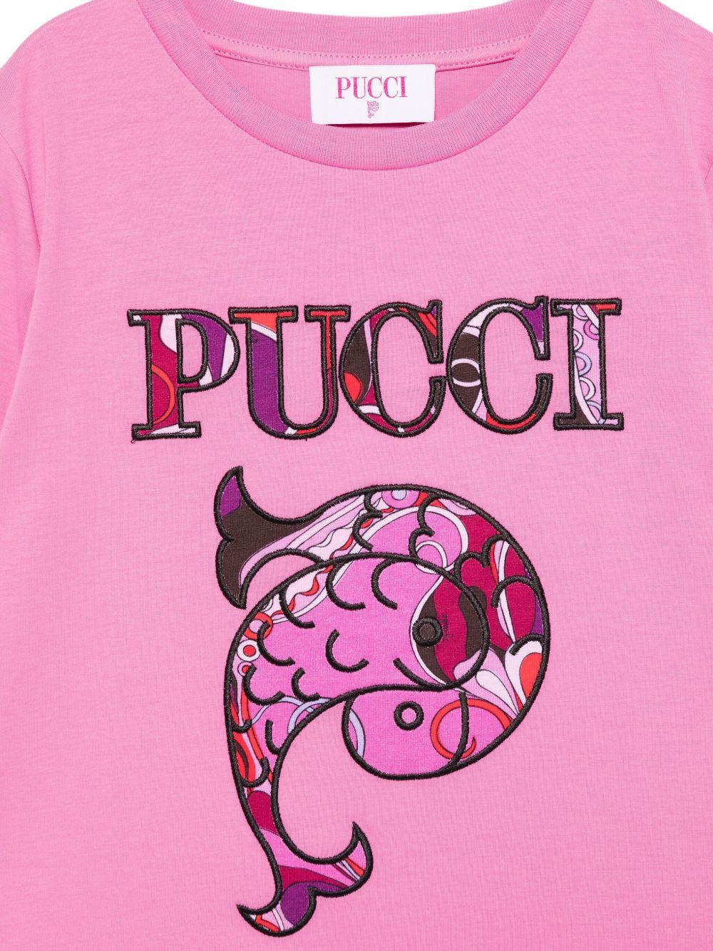 T-shirt per bambina Emilio Pucci Junior rosa con logo sul davanti PX8B31 Z3186 543 EMILIO PUCCI JUNIOR 