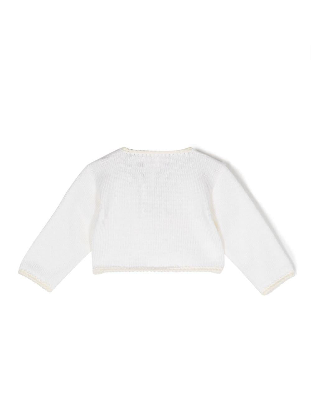 Cardigan doppiopetto per neonata La Stupenderia bianco con scollo quadrato WBSC60 800 LA STUPENDERIA 