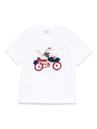 T-shirt con stampa per neonato Il Gufo bianco con girocollo P25TS480MF001 149 IL GUFO 