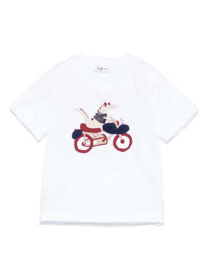 White Owl print T-shirt for newborns with crew neck