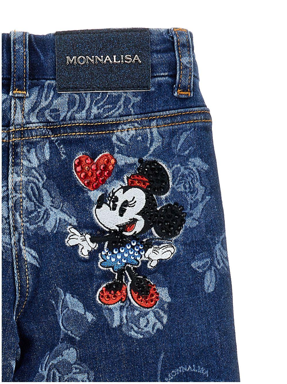 Jeans per bambina Monnalisa x Disney in denim con motivo Minnie Mouse 19F400 6040 055S MONNALISA 