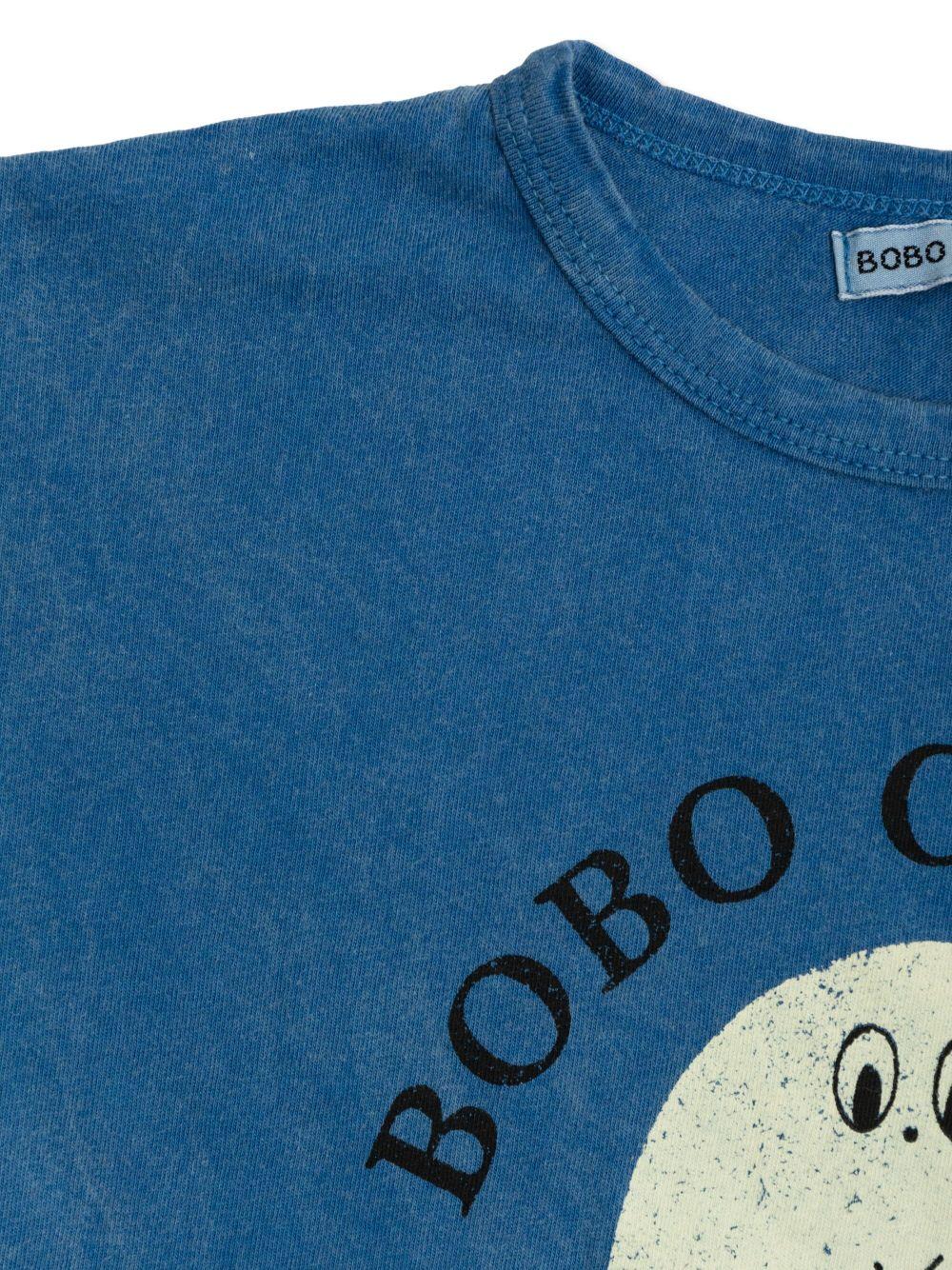 T-shirt per neonato Bobo Choses Morning Egg blu con stampa sul petto B125AB011 421 BOBO CHOSES 