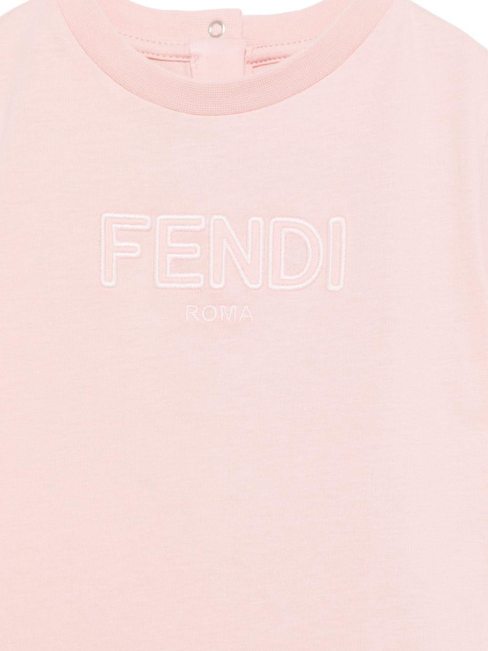 T-shirt per neonata Fendi Kids rosa con ricamo logo sul davanti BUI089 7AJ F1QYD FENDI KIDS 