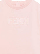 T-shirt per neonata Fendi Kids rosa con ricamo logo sul davanti BUI089 7AJ F1QYD FENDI KIDS 