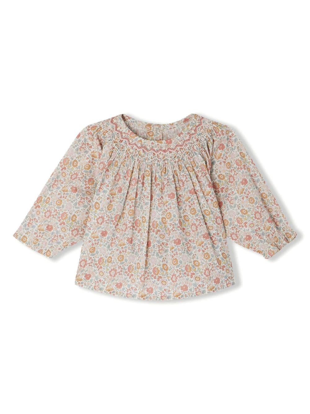 Blusa a fiori per neonata Bonpoint rosa con scollo rotondo W04NBLW00002 537 BONPOINT 