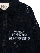 Camicia per bambina Douuod Kids blu in pizzo con stampa slogan DV5A30 U0181 620 DOUUOD 