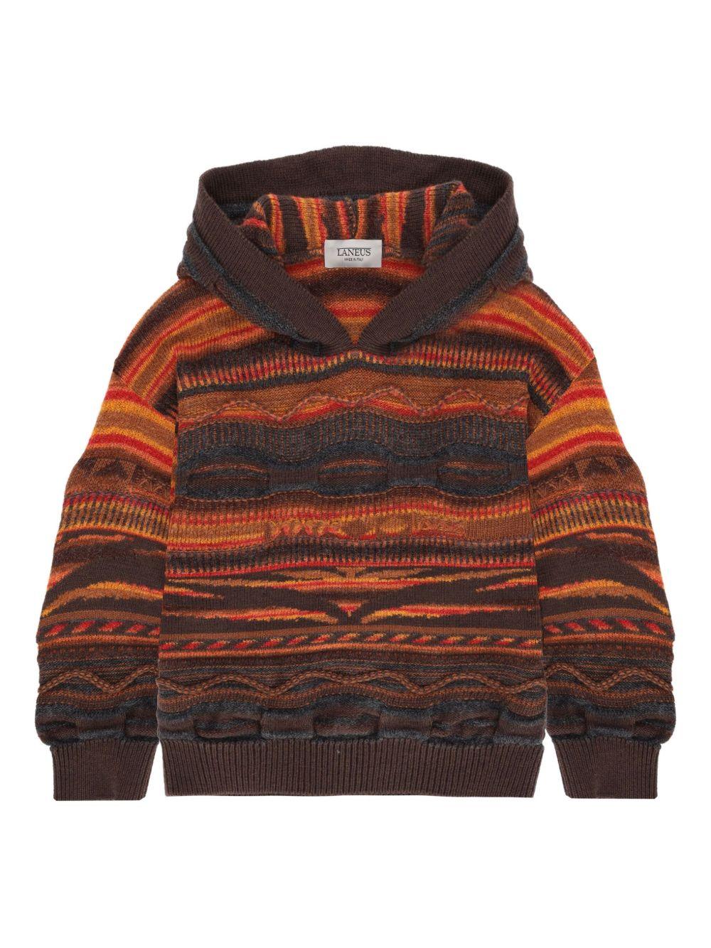 Felpa per bambino Laneus Kids marrone con etichetta con logo F5LKJUKH058 920 LANEUS 