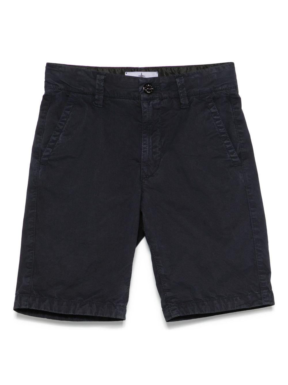 Shorts in gabardine per bambino Stone Island Junior blu con passanti K1S16L100003S0009 V0120 STONE ISLAND JUNIOR 