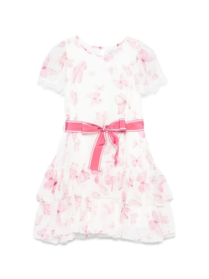 Monnalisa pink dress for girls with butterfly print