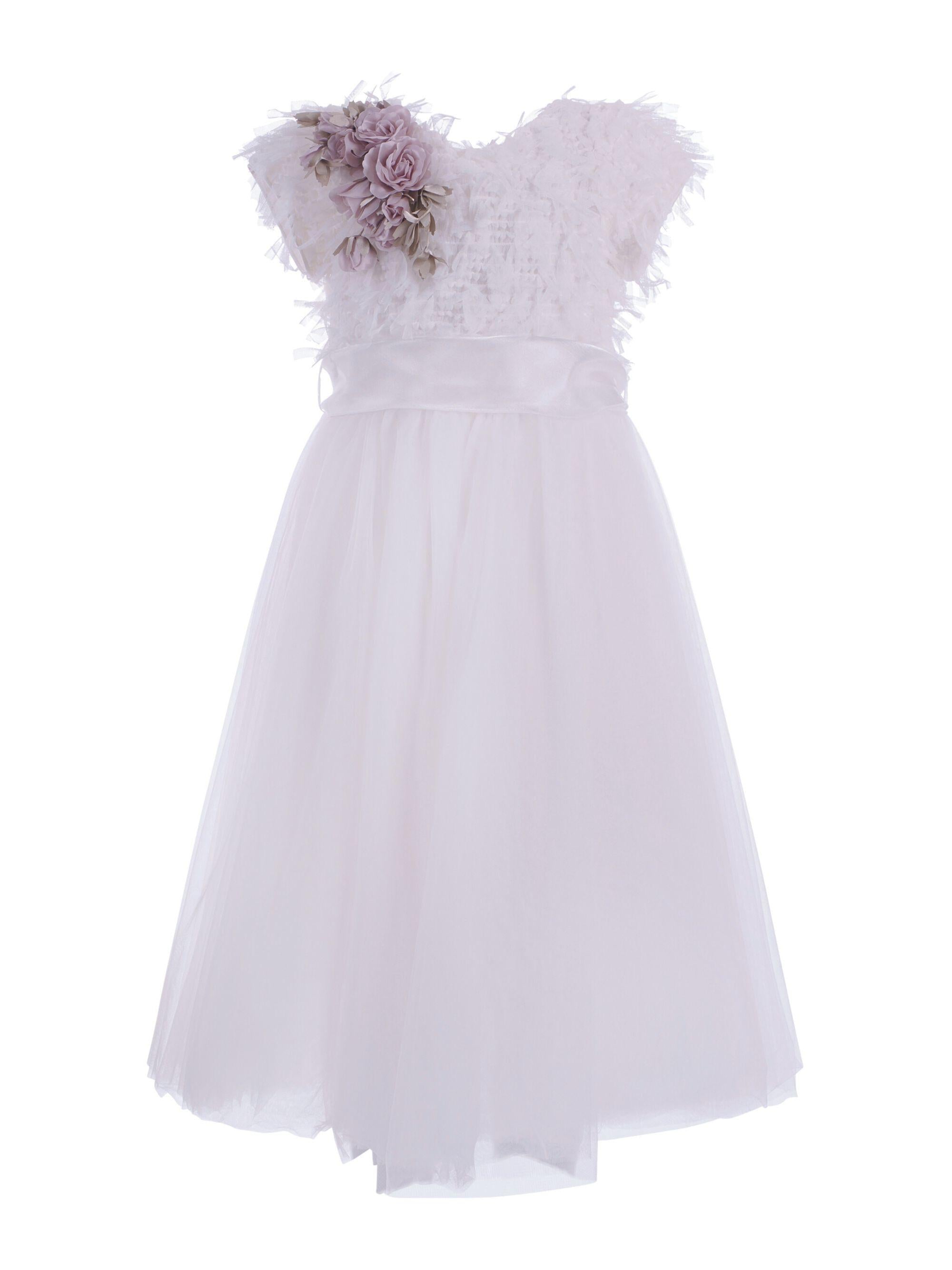 Abito per bambina Monnalisa bianco con applicazione fiori 79G900 7044 0001 MONNALISA 