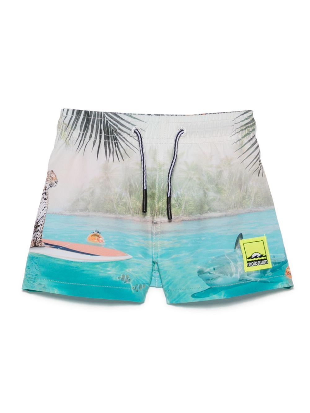 Costume da bagno per neonato Molo Niko beige con stampa spiaggia 8S25P403NB 3803 MOLO 
