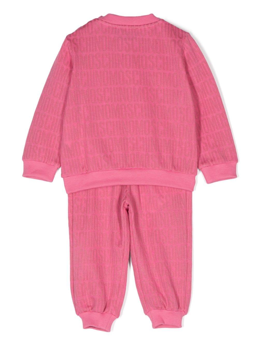 Tuta sportiva per neonata Moschino Kids rosa con logo jacquard MYK02PM0J03 86197 MOSCHINO KIDS 