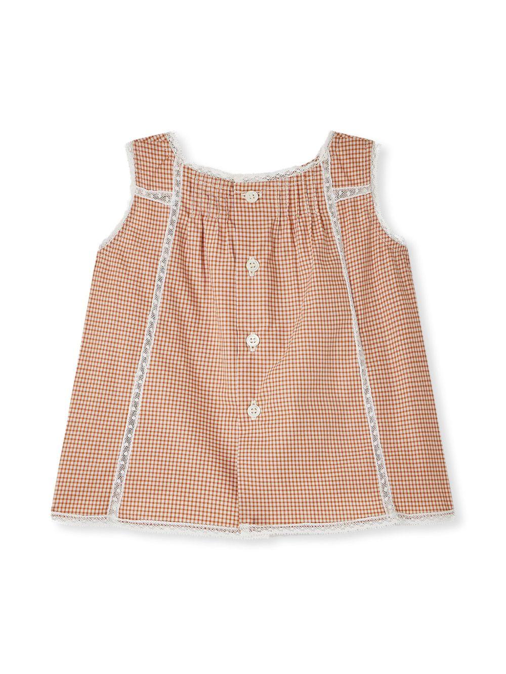 Blusa per neonata Bonpoint arancione con chiusura posteriore con bottone e bordo in pizzo S05XBLW00011 365A BONPOINT 