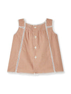 Blusa per neonata Bonpoint arancione con chiusura posteriore con bottone e bordo in pizzo S05XBLW00011 365A BONPOINT 
