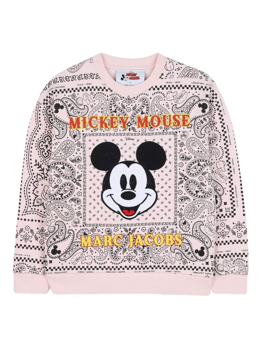 Felpa per bambina Marc Jacobs Kids x Disney Mickey Mouse rosa con stampa paisley W60575 475 THE MARC JACOBS KIDS 