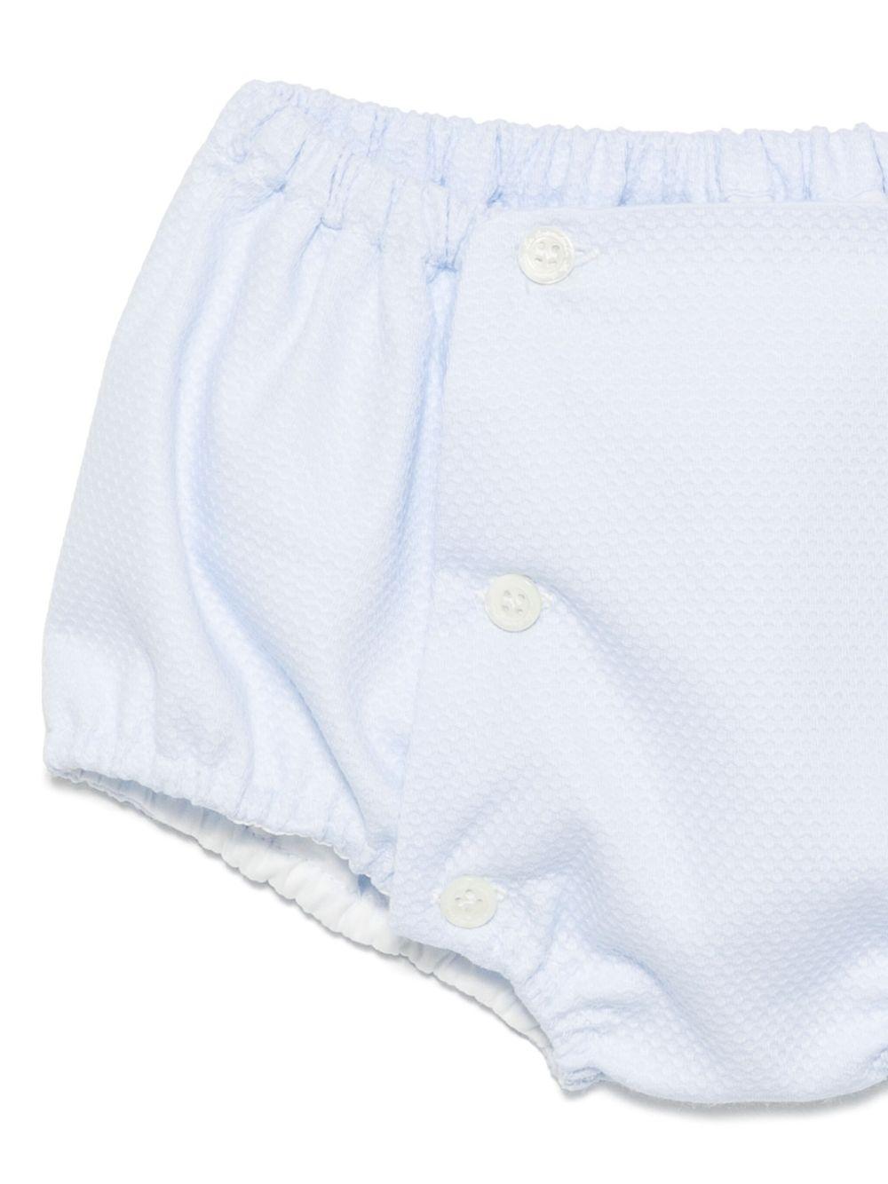 Completo per neonato La Stupenderia bianco con shorts in cotone e colletto Peter Pan TBCT59 P08 LA STUPENDERIA 