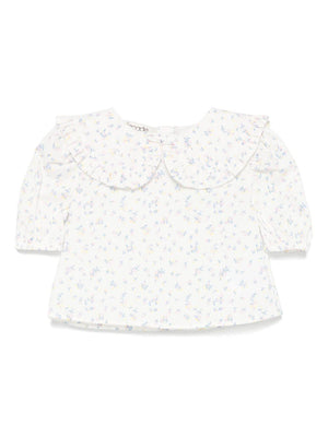 A'lapage white blouse for baby girls with floral pattern