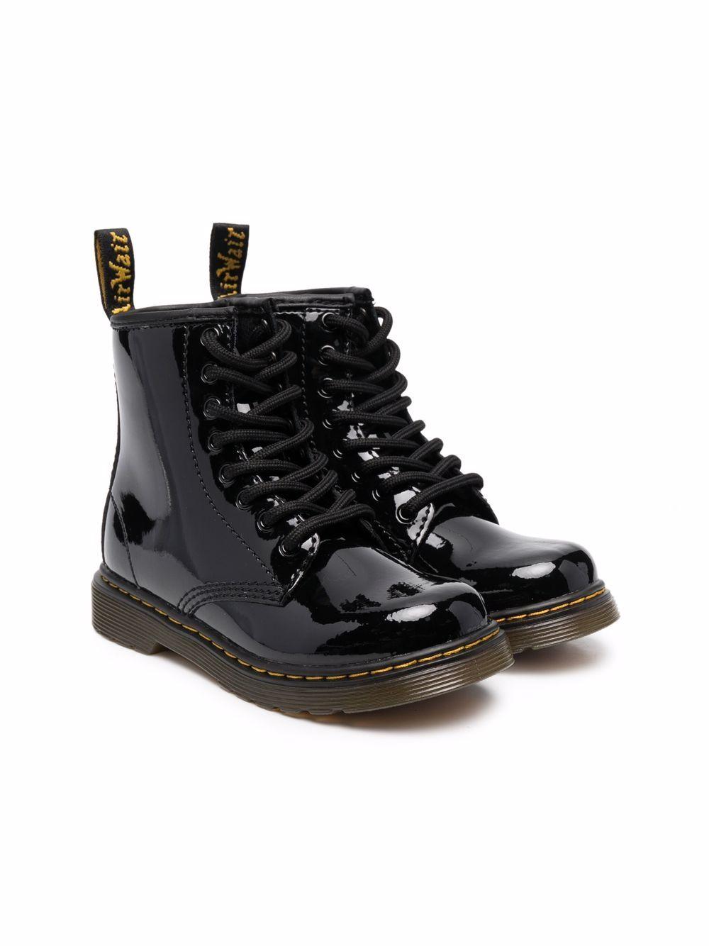 Stivaletti 1460 per bambino Dr. Martens Kids neri con linguetta con logo 15382003 1460 BLACK Dr martens kids 