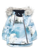 Giubbino per neonato Molo Hopla azzurro in pelliccia con stampa Polar Bear 5W24M318NB 9111 MOLO 