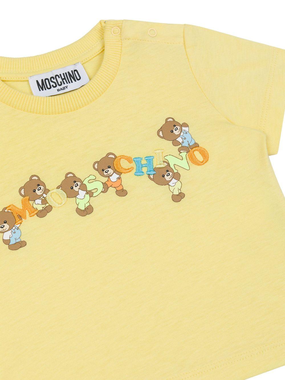 T-shirt per neonata Moschino Kids giallo con motivo Teddy Bear MUM047LAA02 51082 MOSCHINO KIDS 