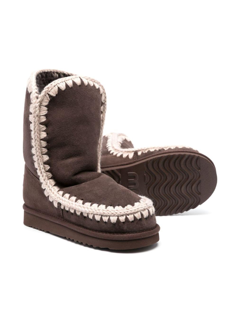 Stivali con cuciture a contrasto per bambina Mou Kids marrone con punta tonda FW101000A MOCHA MOU KIDS 