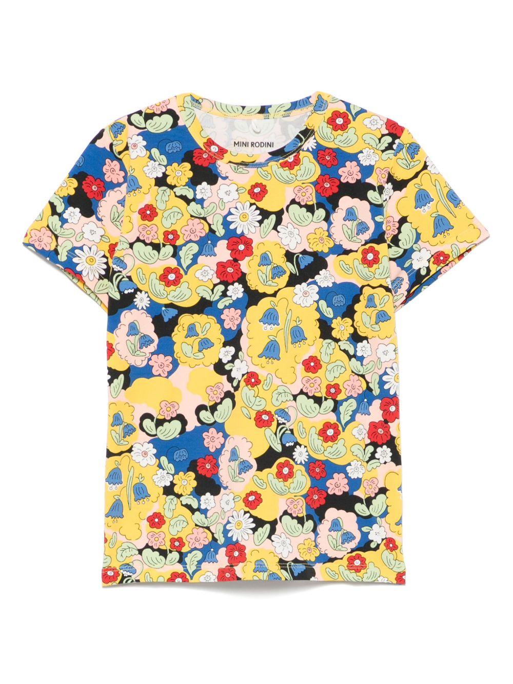 Maglietta per bambina Mini Rodini multicolore con stampa floreale 2562010300 MULTI MINI RODINI 