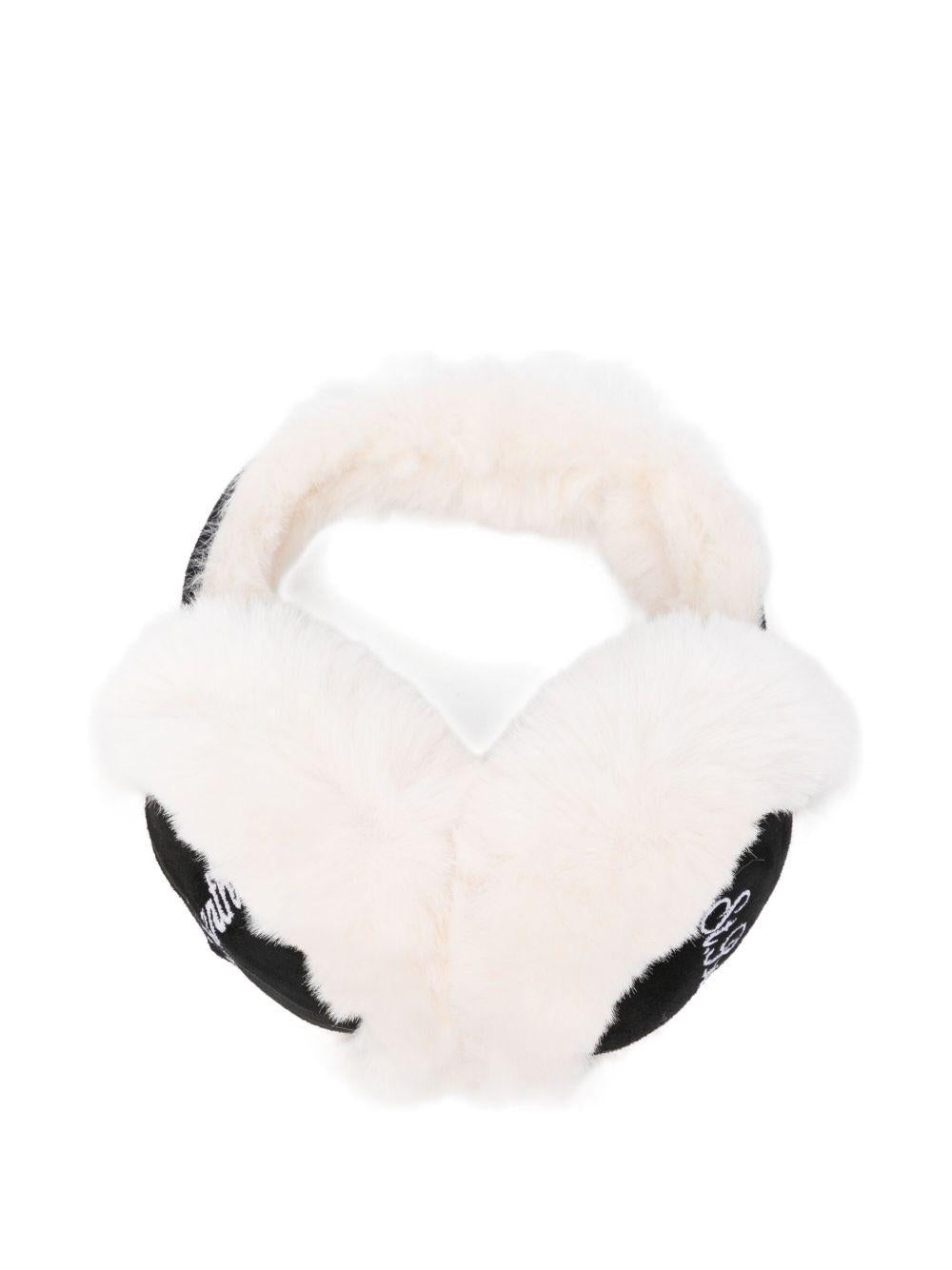 Paraorecchie per bambina MC2 Saint Barth Kids bianco con esterno in shearling EARM005 00227I MC2 ST. BARTH KIDS 