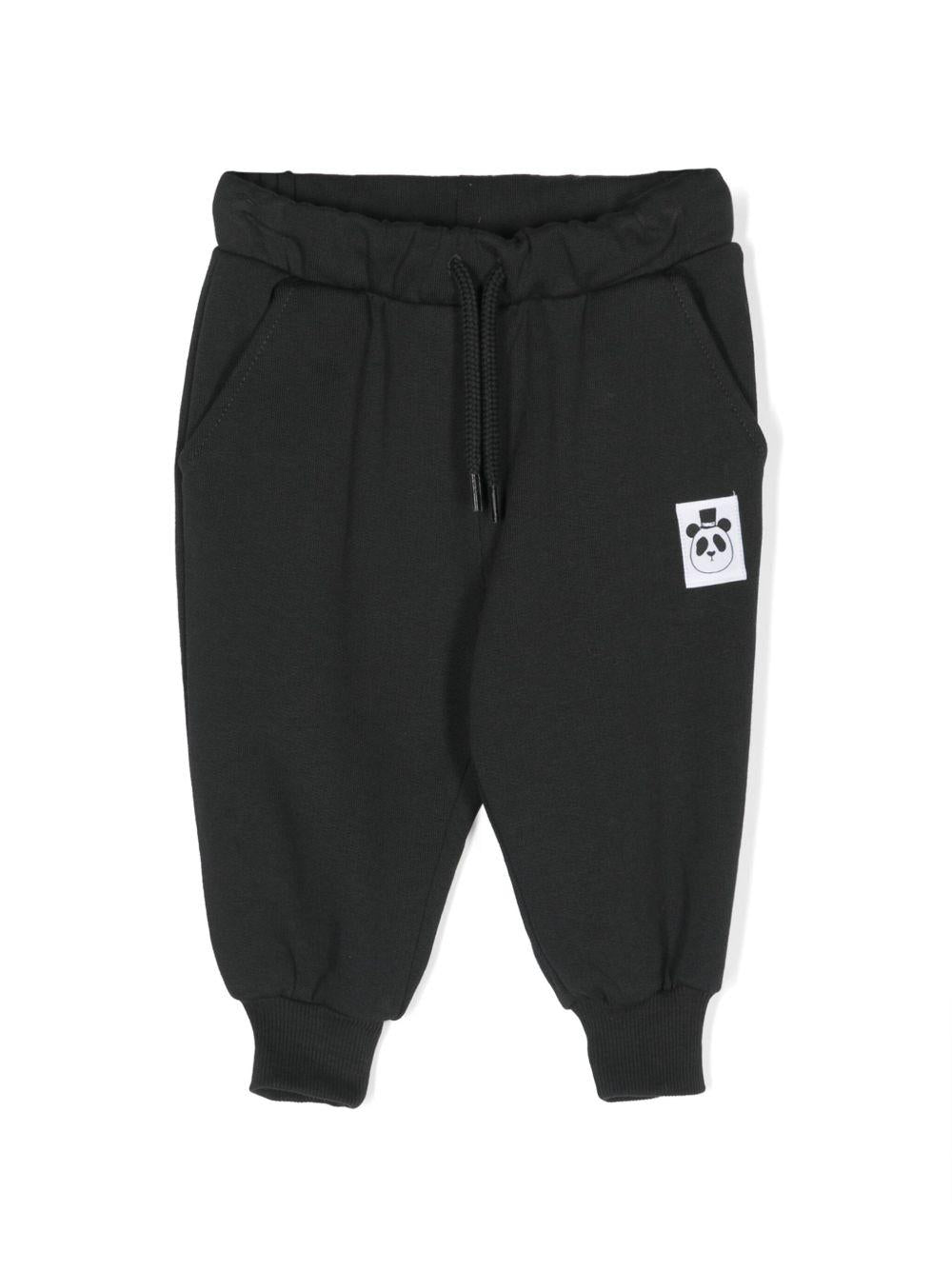 Pantaloni sportivi con applicazione logo per neonato Mini Rodini nero con calzini a coste 1000014699NB BLACK MINI RODINI 