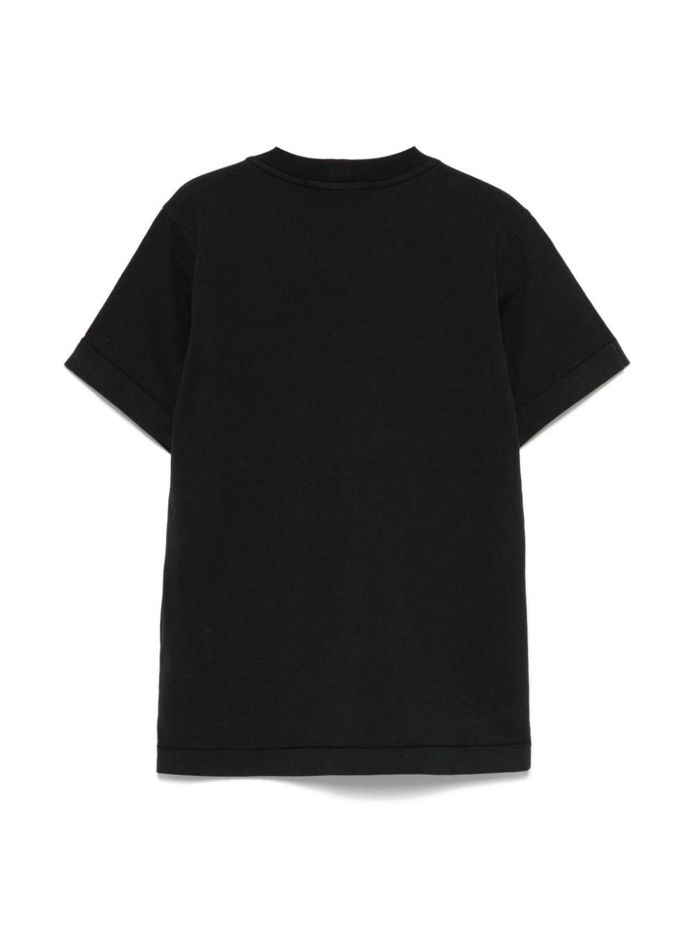 T-shirt con applicazione Compass per bambino Stone Island Junior nero orlo dritto K1S162100004S0047 V0029 STONE ISLAND JUNIOR 