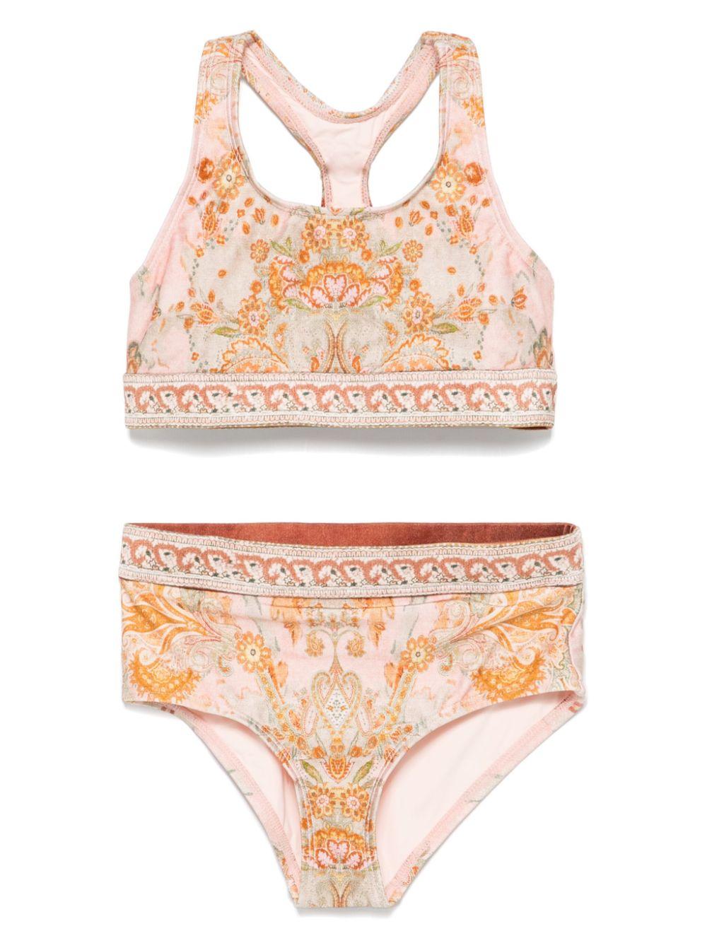 Costume completo bikini Wylie per bambina ZIMMERMANN Kids rosa con scollo a barchetta 1514WR S251 ZIMMERMANN KIDS 