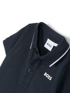 Polo con stampa per neonato BOSS Kidswear blu con orlo dritto J05P13 849 BOSS KIDS 