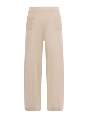 Pantaloni per bambina Emporio Armani Kids beige con due tasche posteriori
