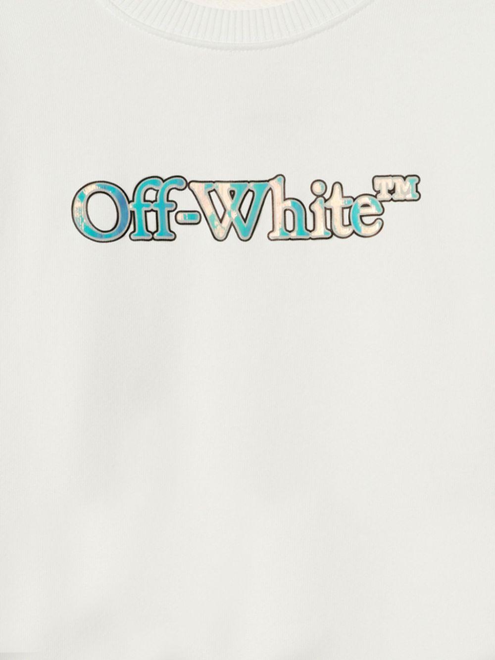 Felpa per bambina Off-White Kids Big Bookish bianco con stampa logo OGBA001S25FLE001 0172 OFF WHITE KIDS 