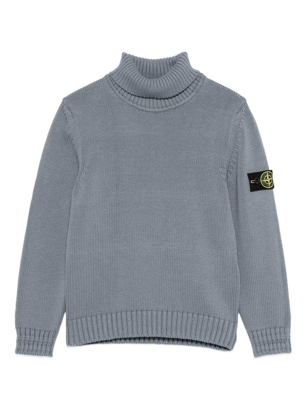 Maglione per bambino Stone Island Junior grigio con applicazione con logo K2S165100018S01A2 V0064 STONE ISLAND JUNIOR 