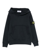 Felpa per bambino Stone Island Junior blu con patch bussola K2S166100017S0045 V0120 STONE ISLAND JUNIOR 
