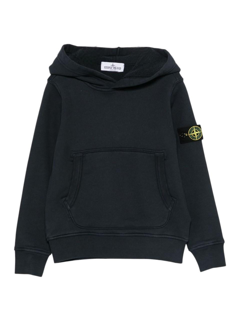 Felpa per bambino Stone Island Junior blu con patch bussola K2S166100017S0045 V0120 STONE ISLAND JUNIOR 