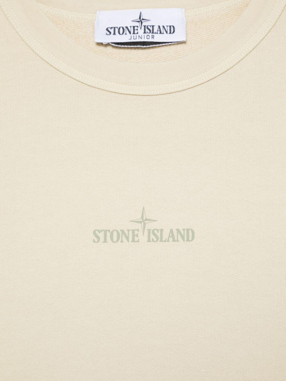 Felpa per bambino Stone Island Junior beige girocollo con stampa con logo K1S166100018S0131 V0095 STONE ISLAND JUNIOR 