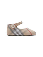 Ballerine primi passi per neonata Burberry Kids Mary Jane beige con motivo a quadri 8090482 A2205 BURBERRY KIDS 