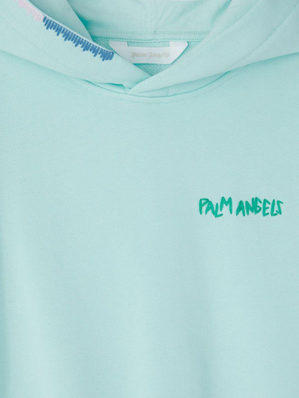 Felpa con cappuccio per bambino Palm Angels Kids azzurro con logo sul petto PBBB012S25FLE001 4055 PALM ANGELS KIDS 