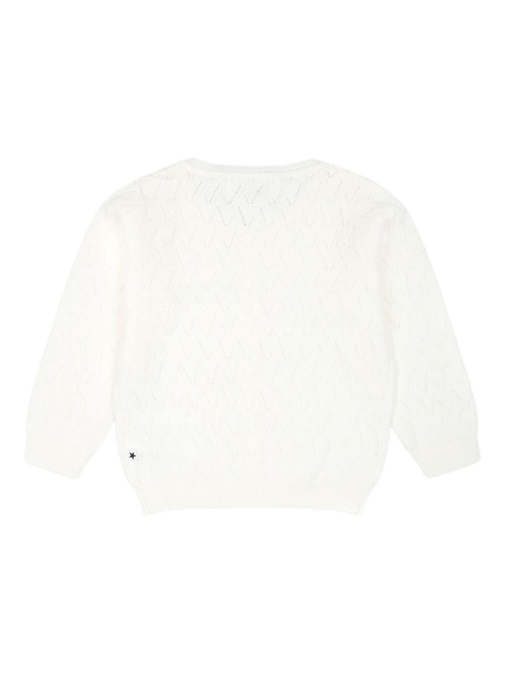 Cardigan per neonata Molo bianco in maglia con scollo rotondo 4S25K303 5474 MOLO 