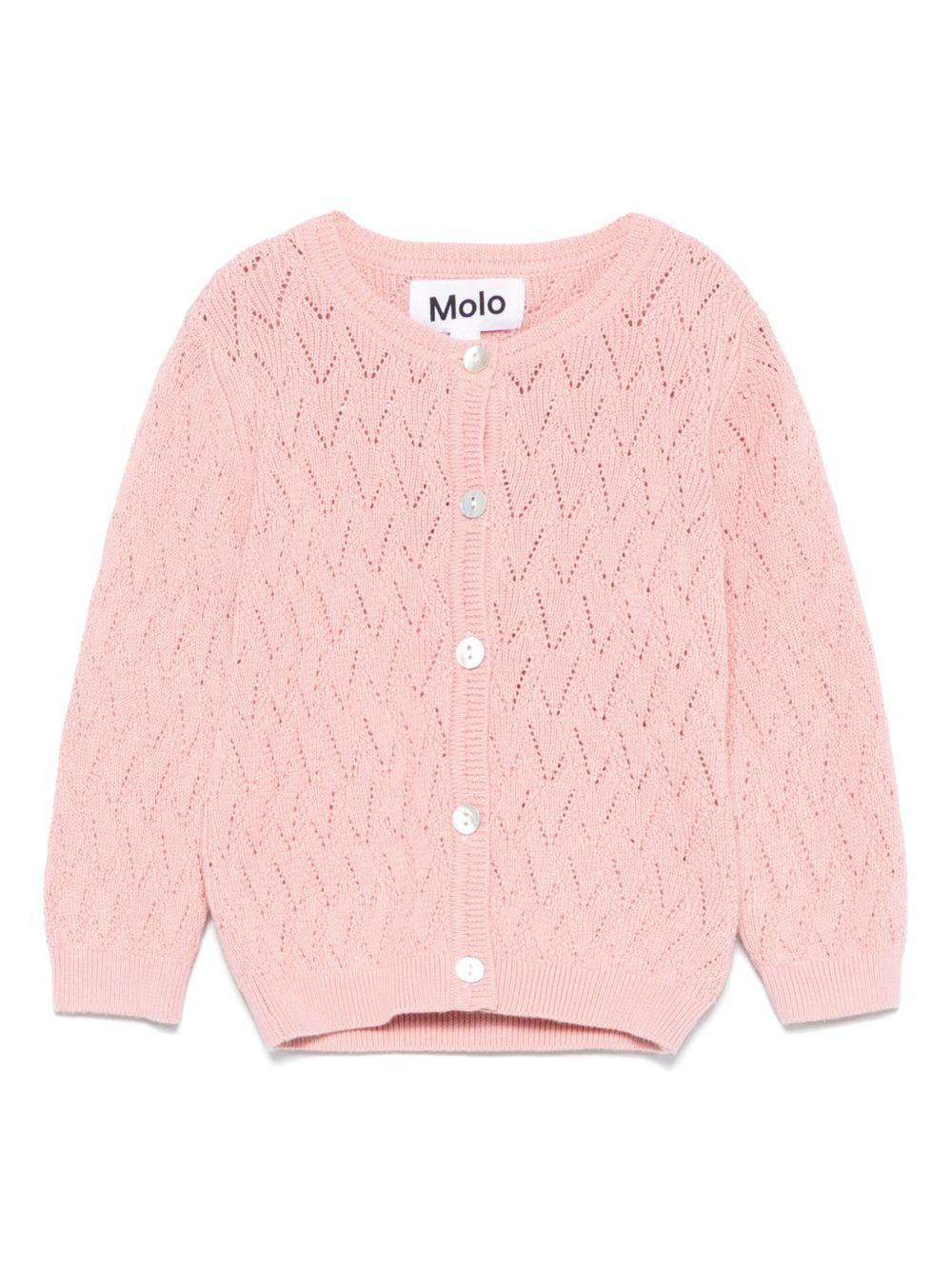 Cardigan Gilli per neonata Molo rosa con logo 4S25K303 8283 MOLO 
