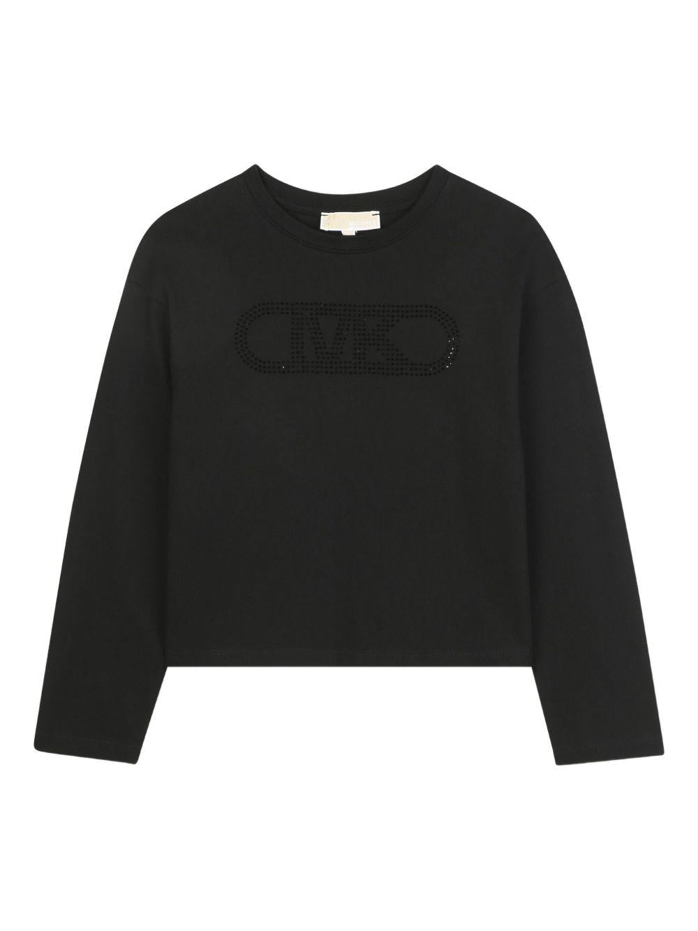 T-shirt per bambina Michael Kors Kids nera con dettaglio logo R30495 09B MICHAEL KORS KIDS 